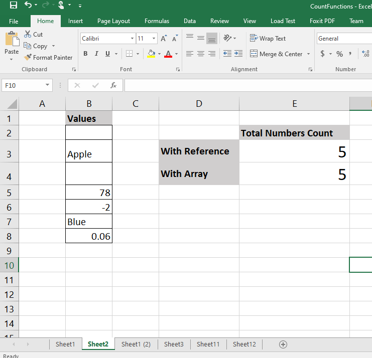 COUNTA Function in Excel