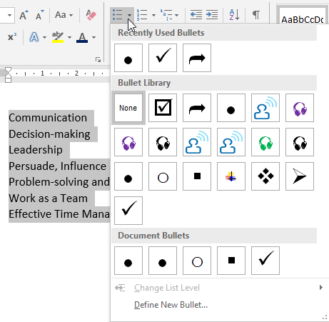 list manually, Manual List, Number List, Bulleted List, ordered List, unordered List