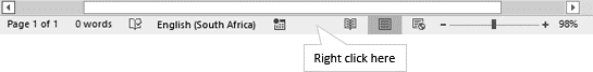 status bar right click