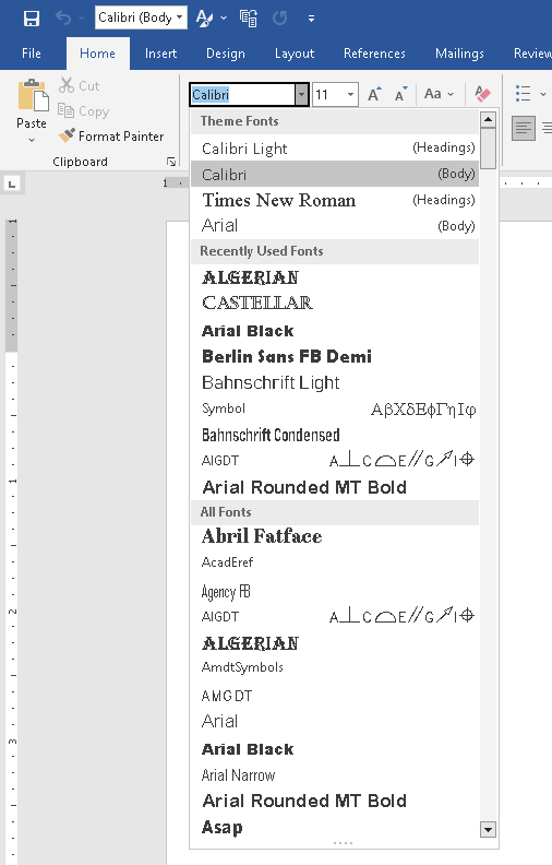 Basic text formatting Fonts